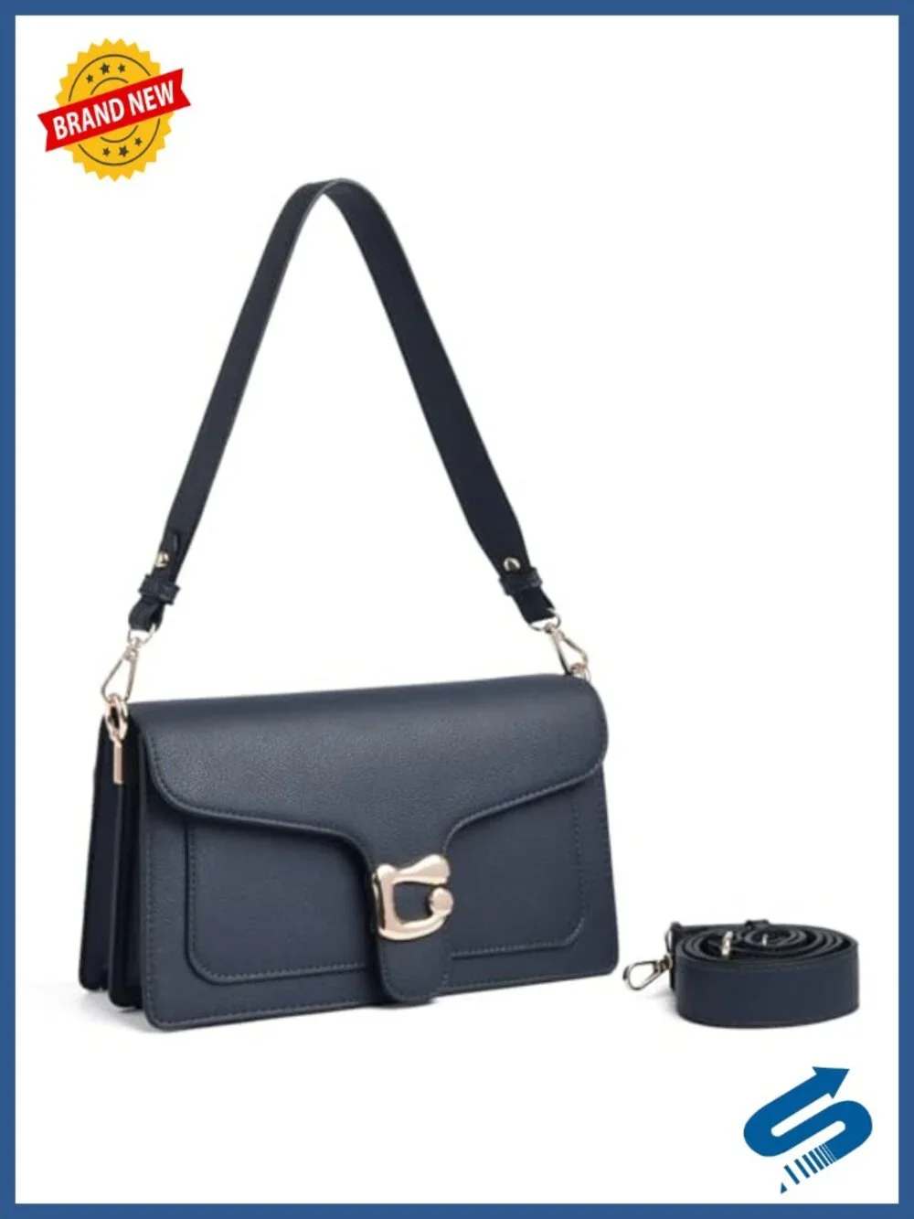 Women's Vegan Leather Satchel Handbag with Crossbody Strap Purse